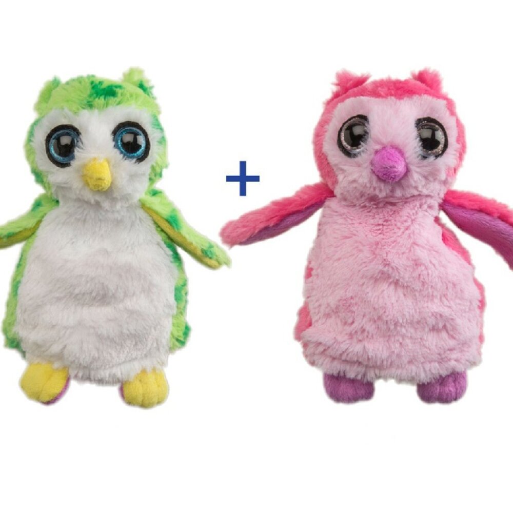 🔥3 For $20🔥New w/Tag Owls Reversible Plush Pink/Green Switch-A-Rooz 8" (20 cm)